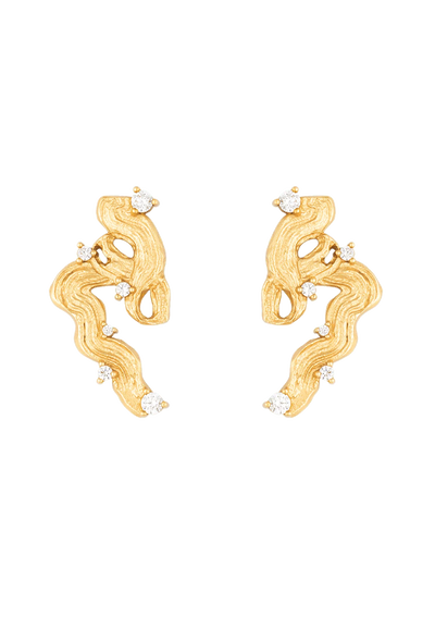Impasto Swirl Gilded Earrings - Gold