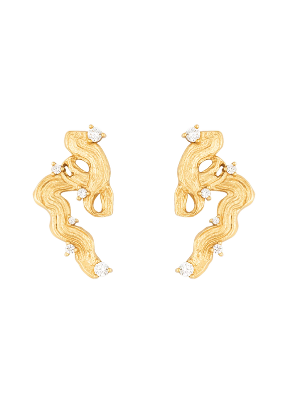 Impasto Swirl Gilded Earrings - Gold