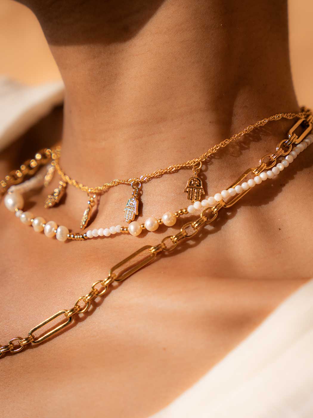 Hestia Beaded Coin Necklace - Gold Plating/Freshwater Pearl