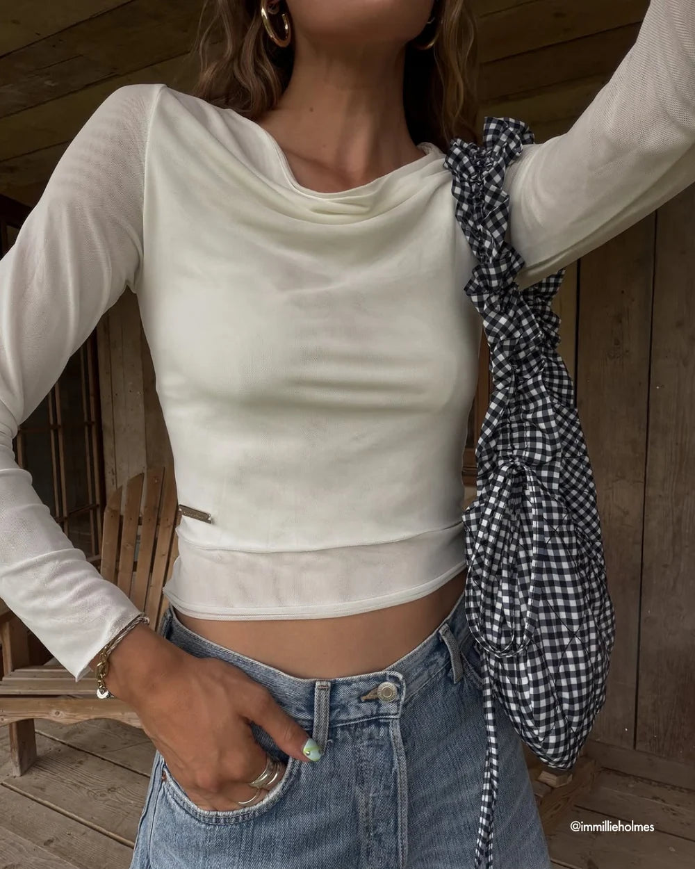 Double Layer LS Mesh Top - Vintage White