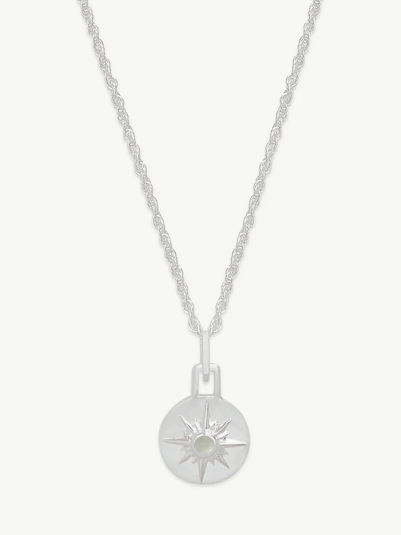 Mini Astrid Necklace 16'' Chain - Silver/White Mother of Pearl