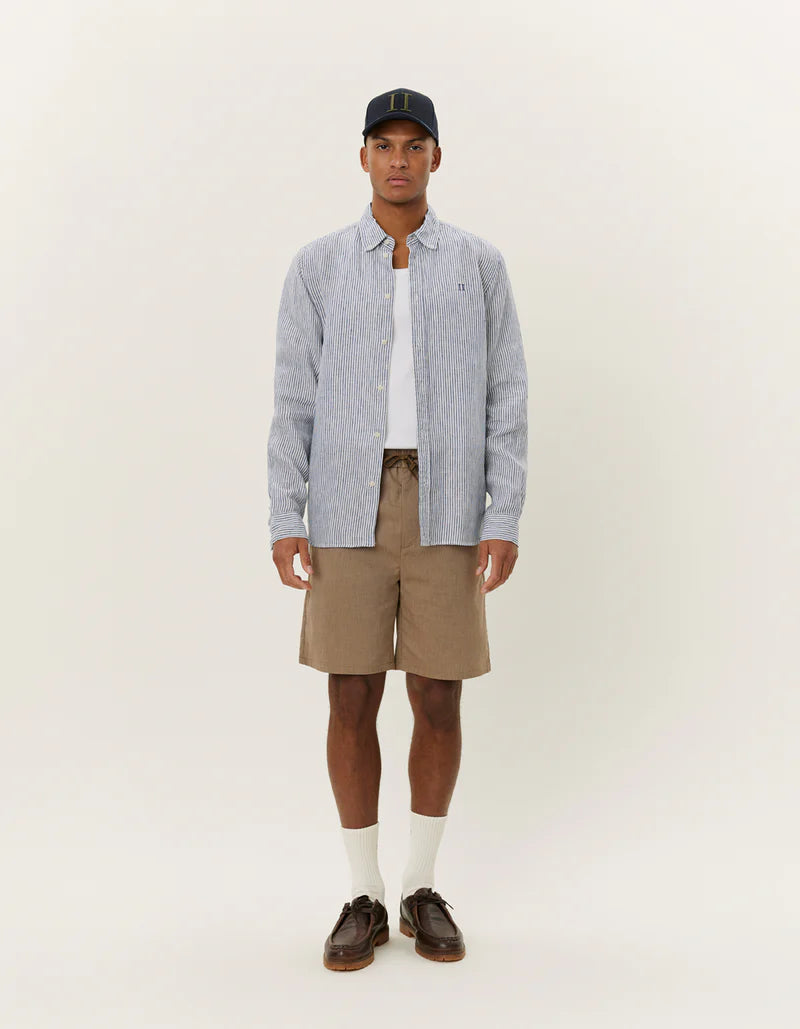 Kristian Linen B.D. Shirt - Light Ivory/Blueprint