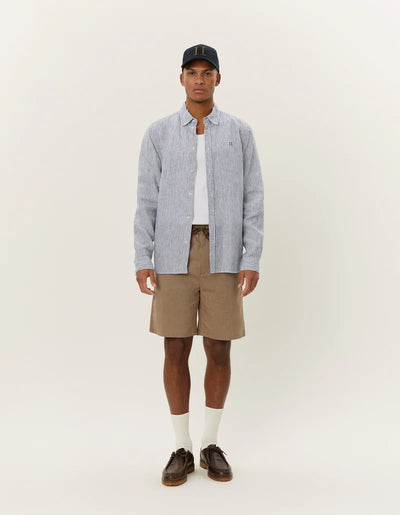 Kristian Linen B.D. Shirt - Light Ivory/Blueprint
