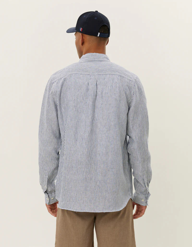 Kristian Linen B.D. Shirt - Light Ivory/Blueprint
