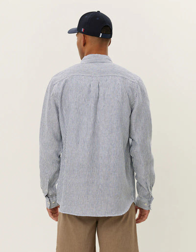 Kristian Linen B.D. Shirt - Light Ivory/Blueprint