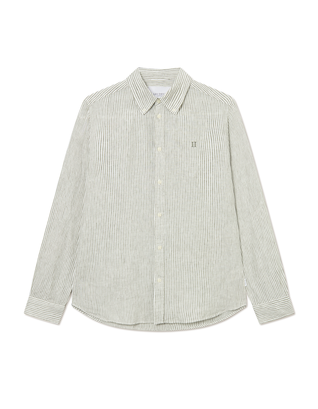 Kristian Linen B.D. Shirt - Light Ivory/Lichen Green