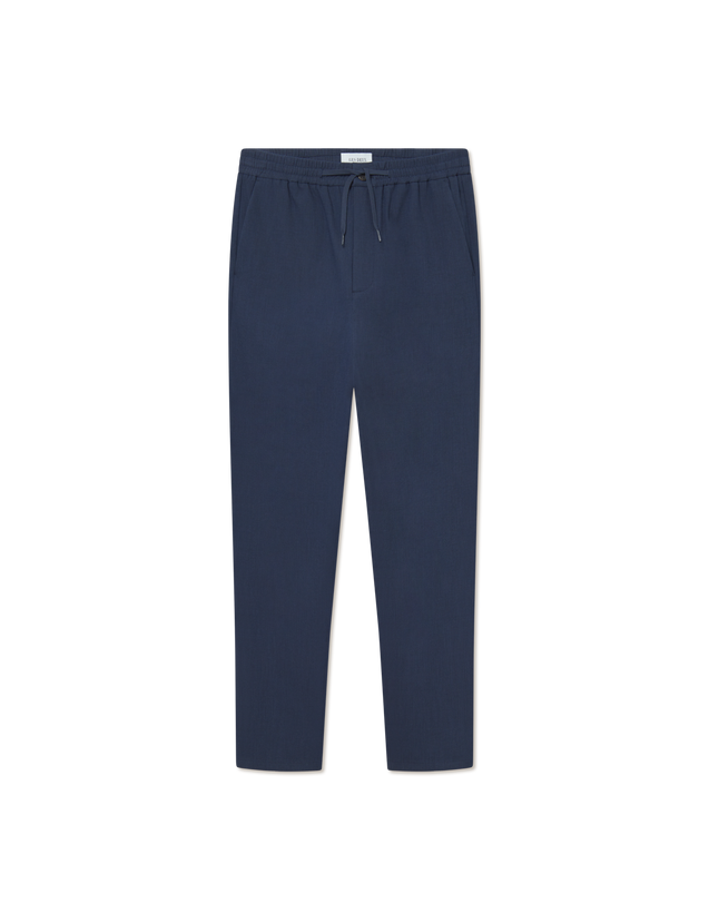 Como Tapered Textured Drawstring Pants - Dark Navy