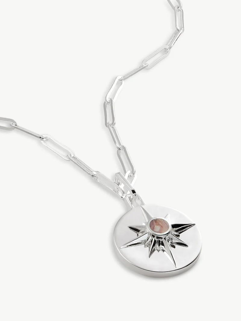 Astrid Necklace - Sterling Silver/Pink Rhodochrosite