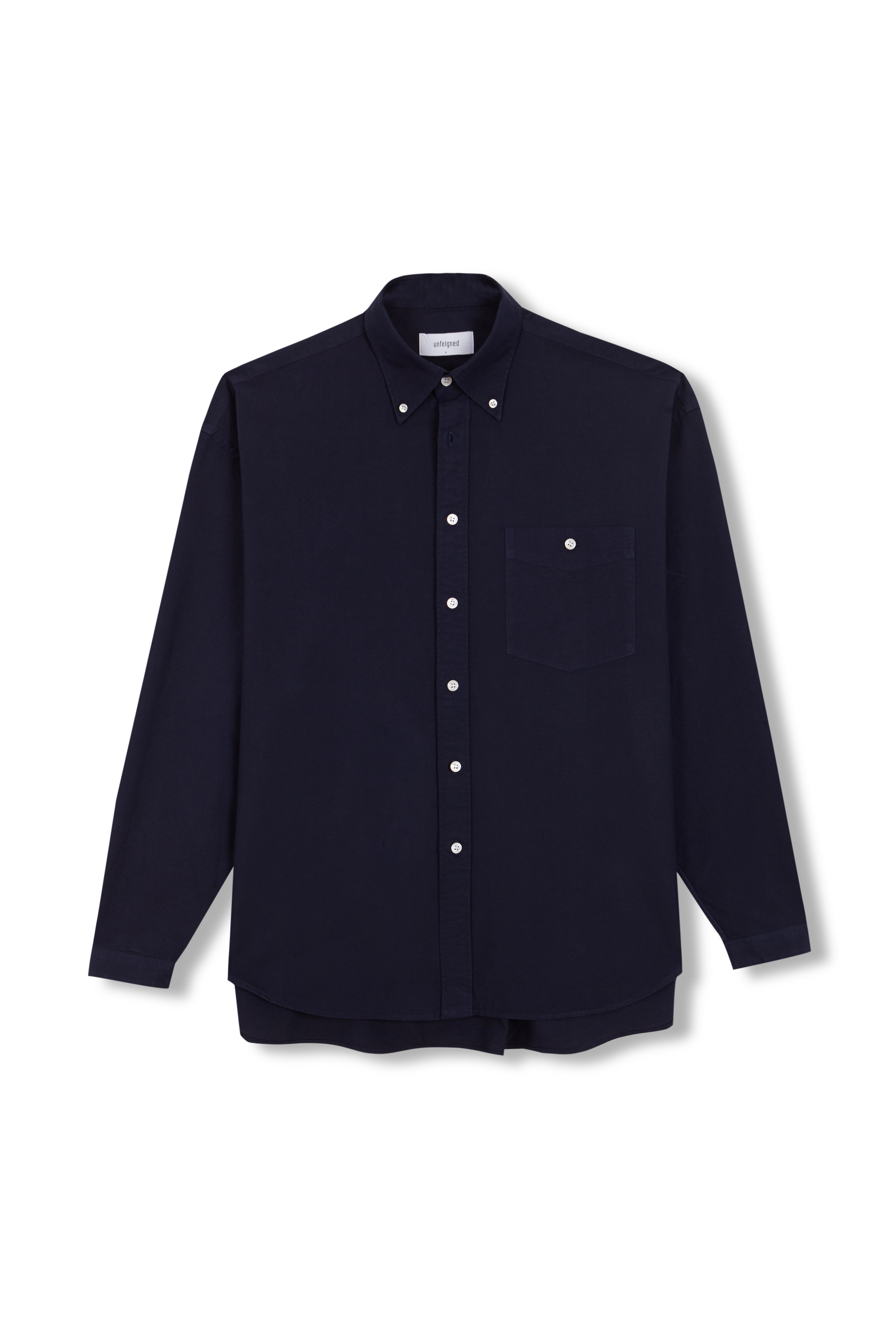 Long Sleeve Baggy Oxford Shirt - Navy  Blue