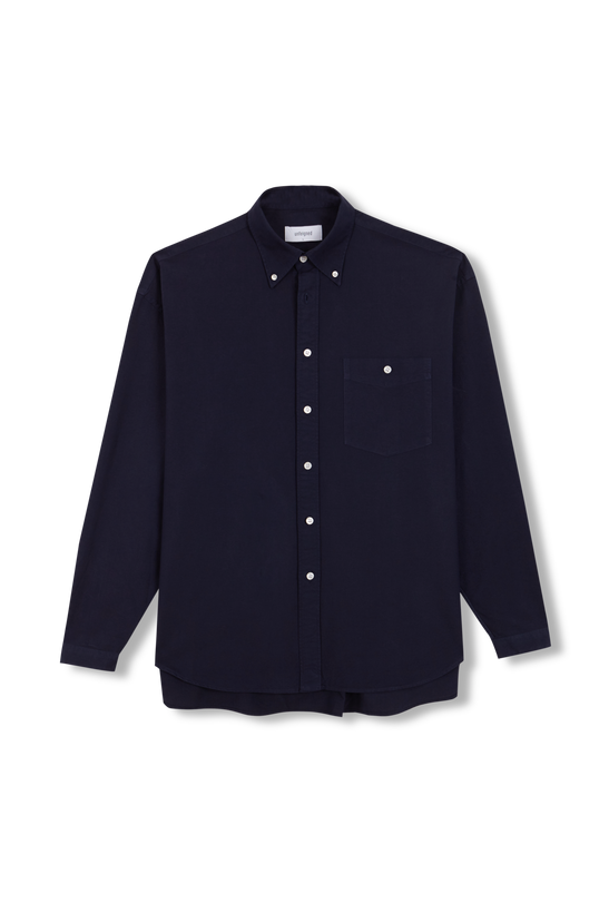 Long Sleeve Baggy Oxford Shirt - Navy  Blue