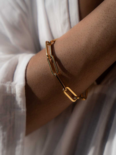 Lucy Oval Statement Bracelet - Gold Plating