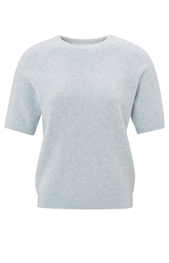 Raglan Short Sleeve Sweater - Gray Dawn Blue Melange