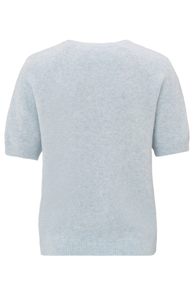 Raglan Short Sleeve Sweater - Gray Dawn Blue Melange