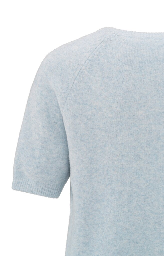 Raglan Short Sleeve Sweater - Gray Dawn Blue Melange
