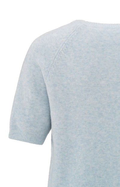 Raglan Short Sleeve Sweater - Gray Dawn Blue Melange