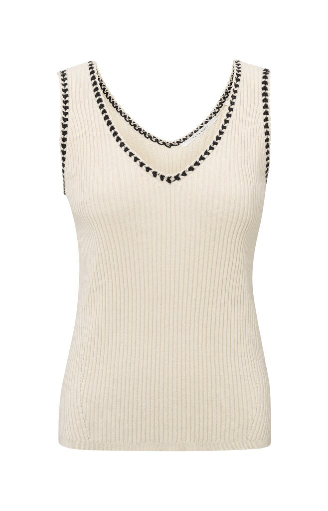 Rib Tanktop with Fun Details - Summer Sand