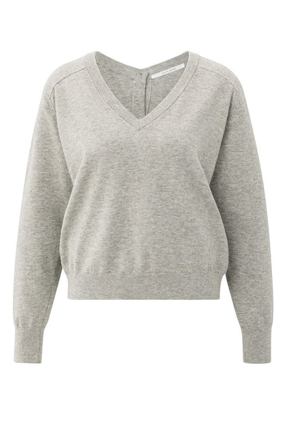 Double V-Neck Sweater - Brownish Grey