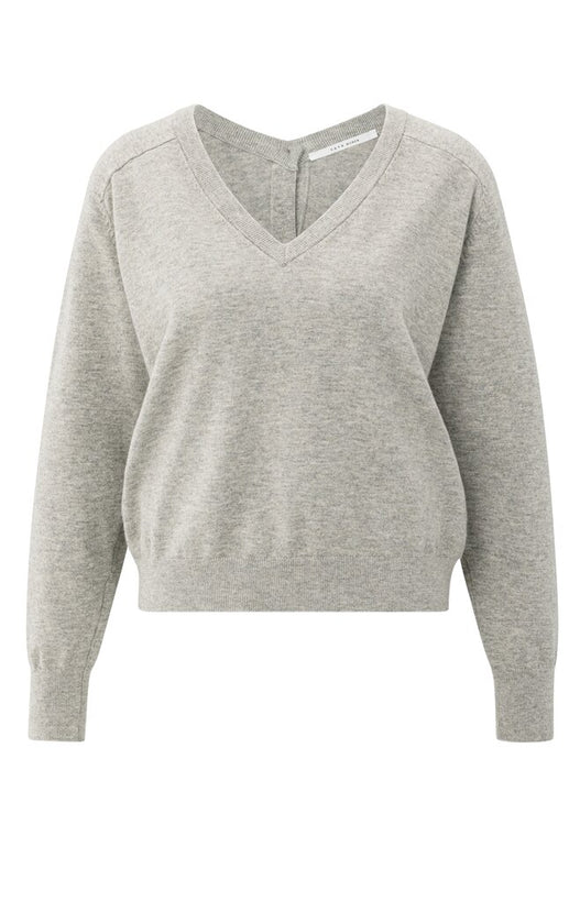 Double V-Neck Sweater - Brownish Grey