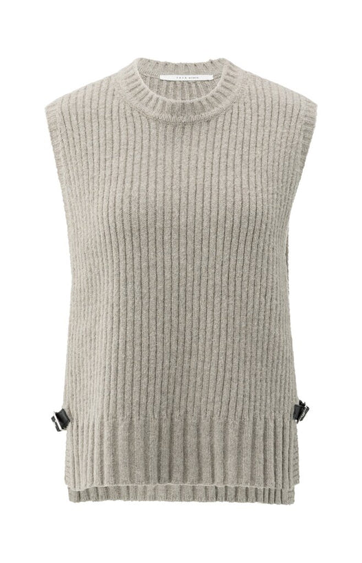 Rib Stitch Spencer Vest - Brownish Grey Melange