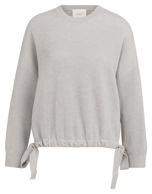Sweater with Tie details - Vapor Blue Grey Melange