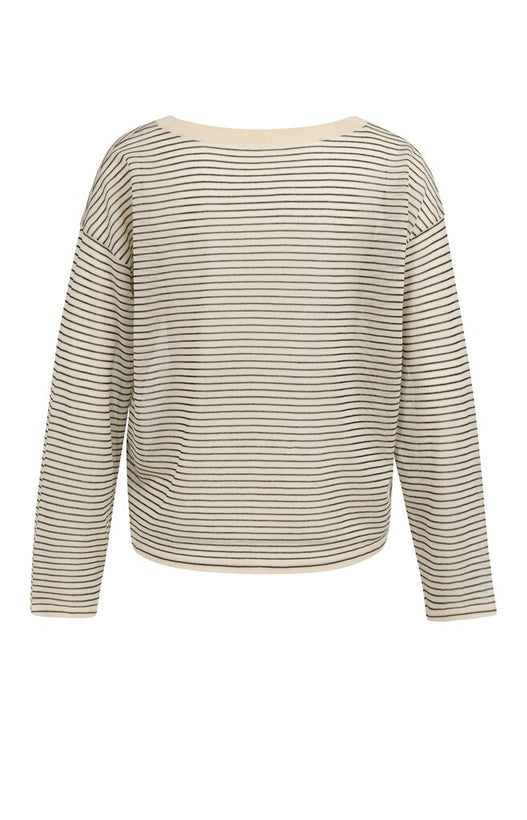 Fine Knitted Stripe Sweater - Creme Beige Dessin