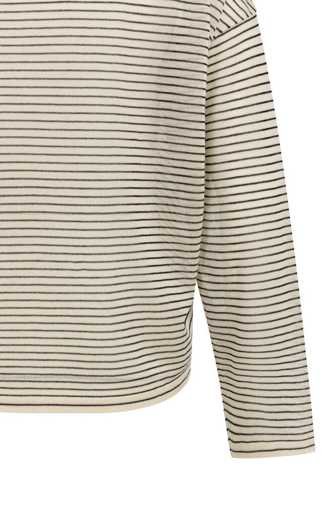 Fine Knitted Stripe Sweater - Creme Beige Dessin