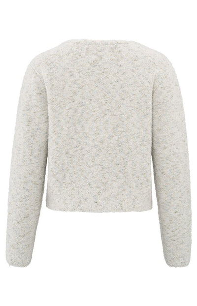 Boucle Cardigan with Colourful Accents - Off White
