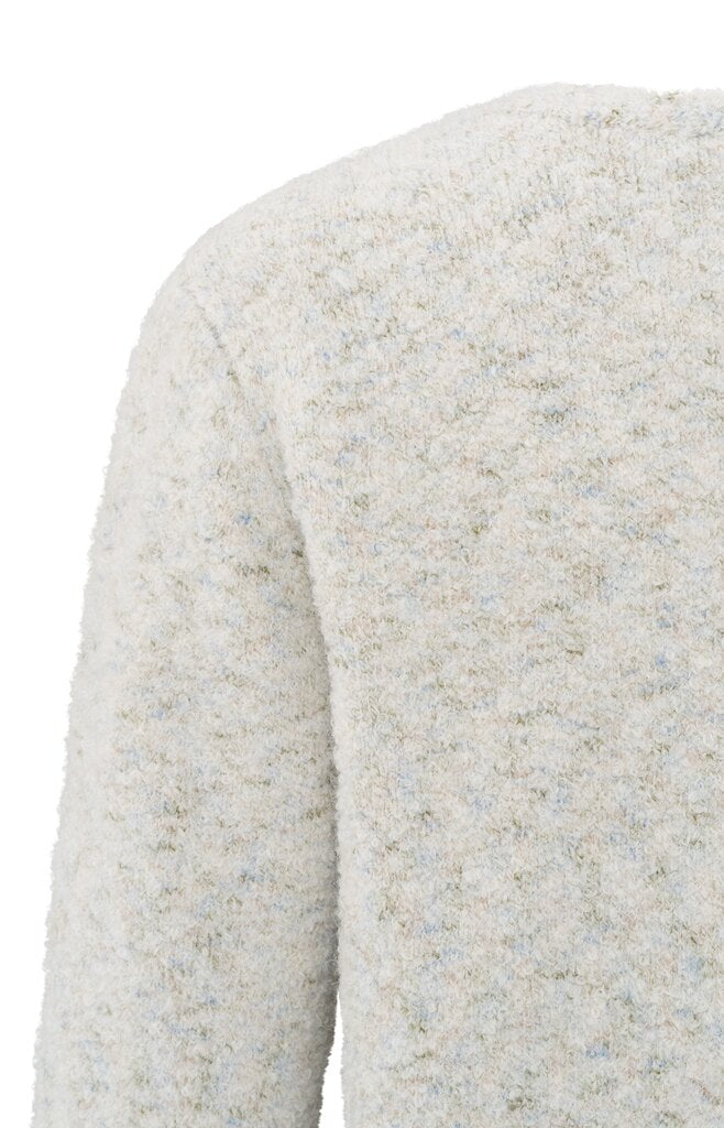Boucle Cardigan with Colourful Accents - Off White
