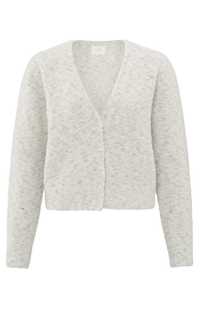 Boucle Cardigan with Colourful Accents - Off White