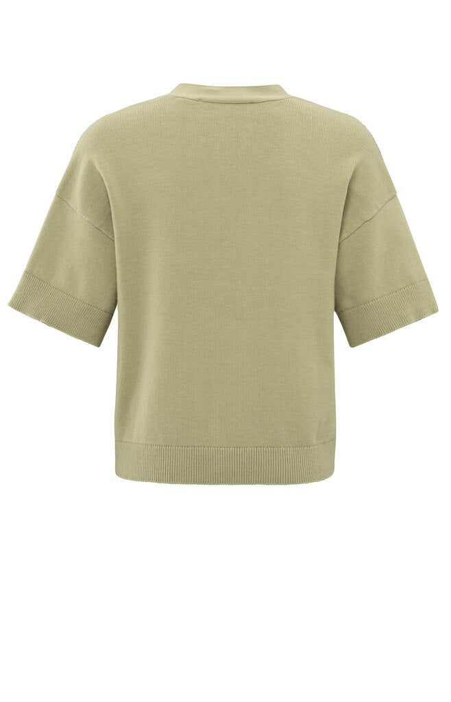 Cardigan with Ribbed Details - Soft Green