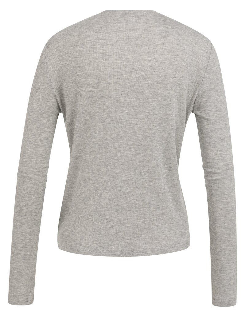 Jersey Cardigan with Buttons - Medium Grey Melange