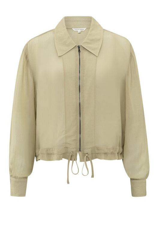 Blouse Jacket w. Zipper - Soft Green