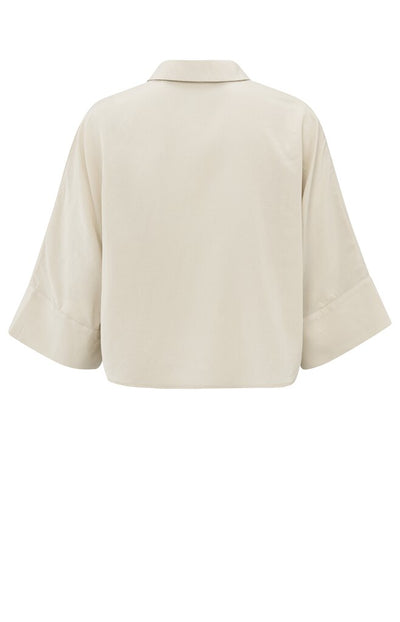 Cropped Loose Fit Blouse - Rainy Day Beige