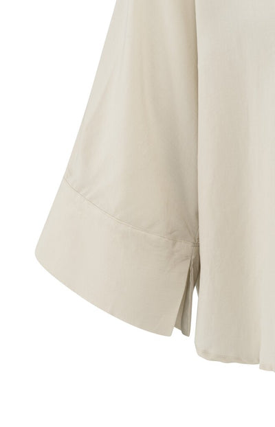 Cropped Loose Fit Blouse - Rainy Day Beige