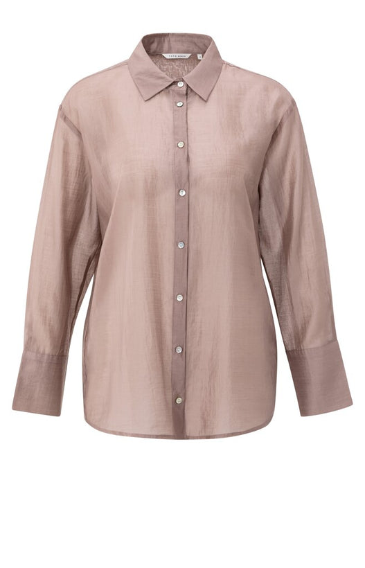 Sheer Blouse with Back Slit - Blush Pink