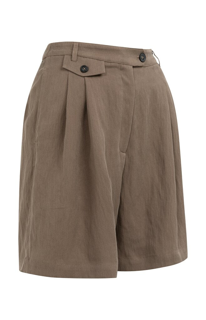 Woven Longer Length Bermuda Shorts - Washed Brown