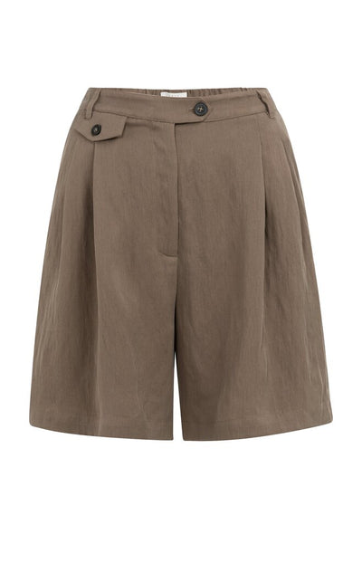 Woven Longer Length Bermuda Shorts - Washed Brown