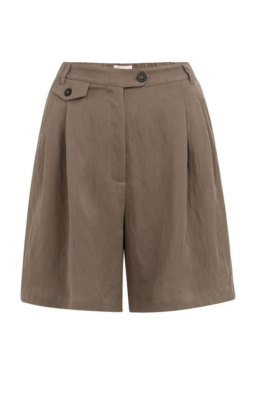 Woven Longer Length Bermuda Shorts - Washed Brown