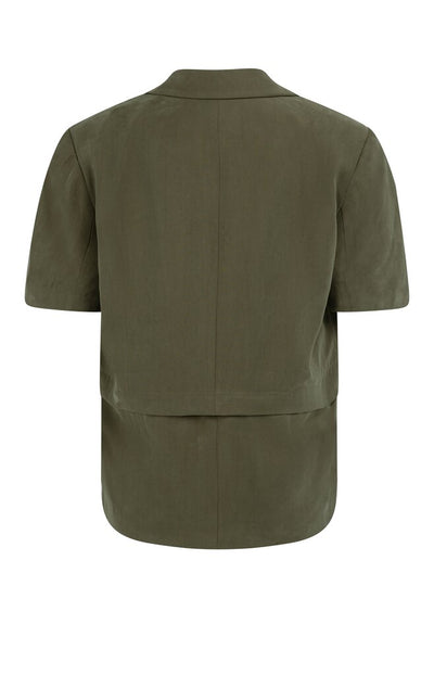 Woven Short Sleeve Blazer - Army Green