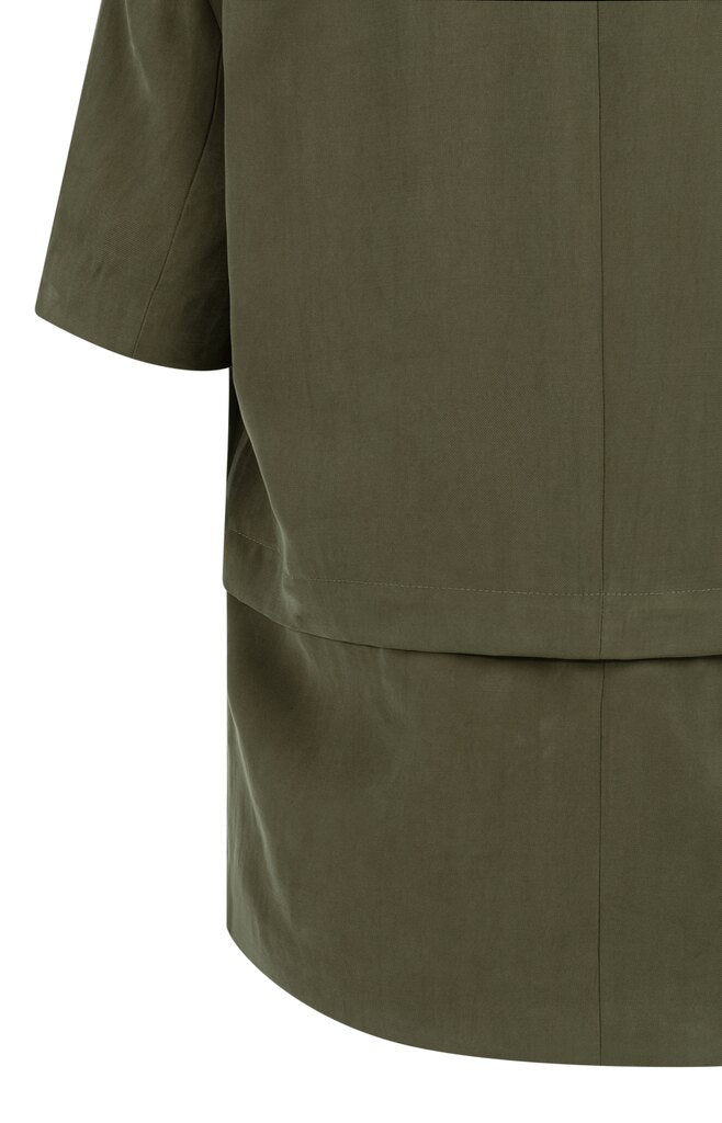 Woven Short Sleeve Blazer - Army Green