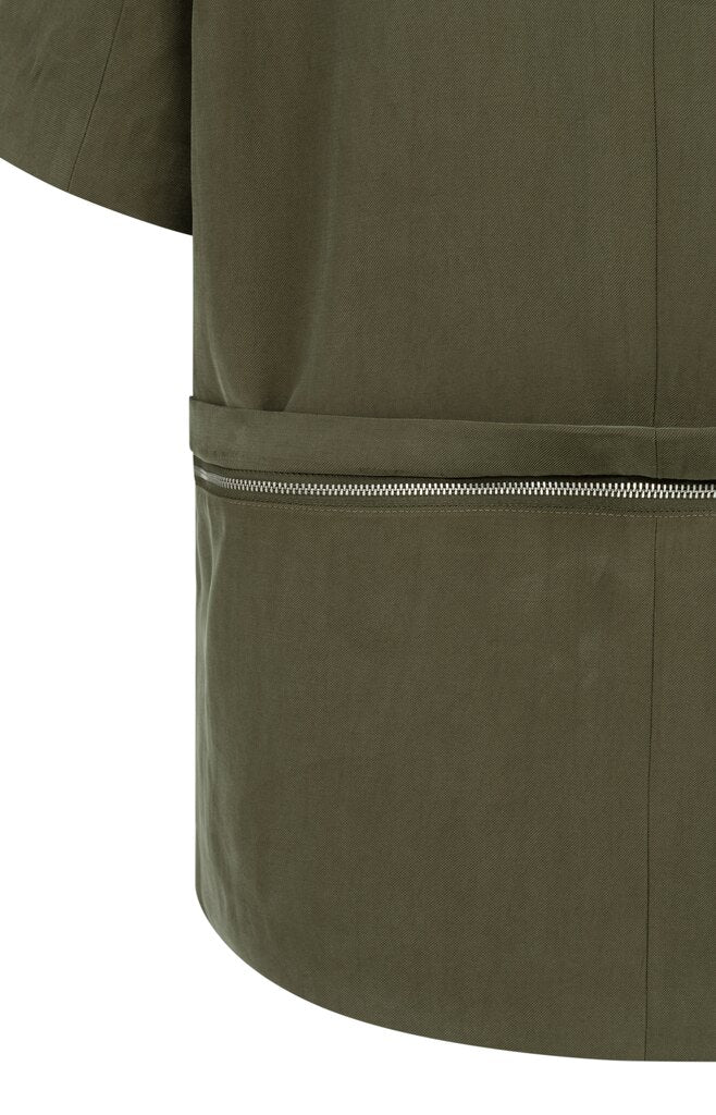 Woven Short Sleeve Blazer - Army Green