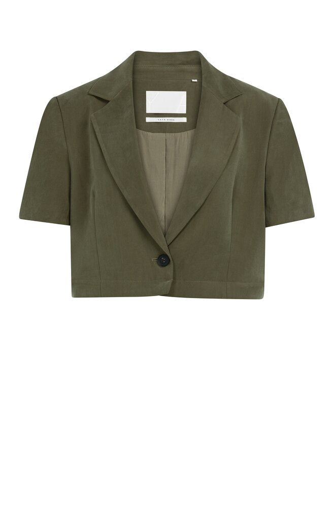 Woven Short Sleeve Blazer - Army Green