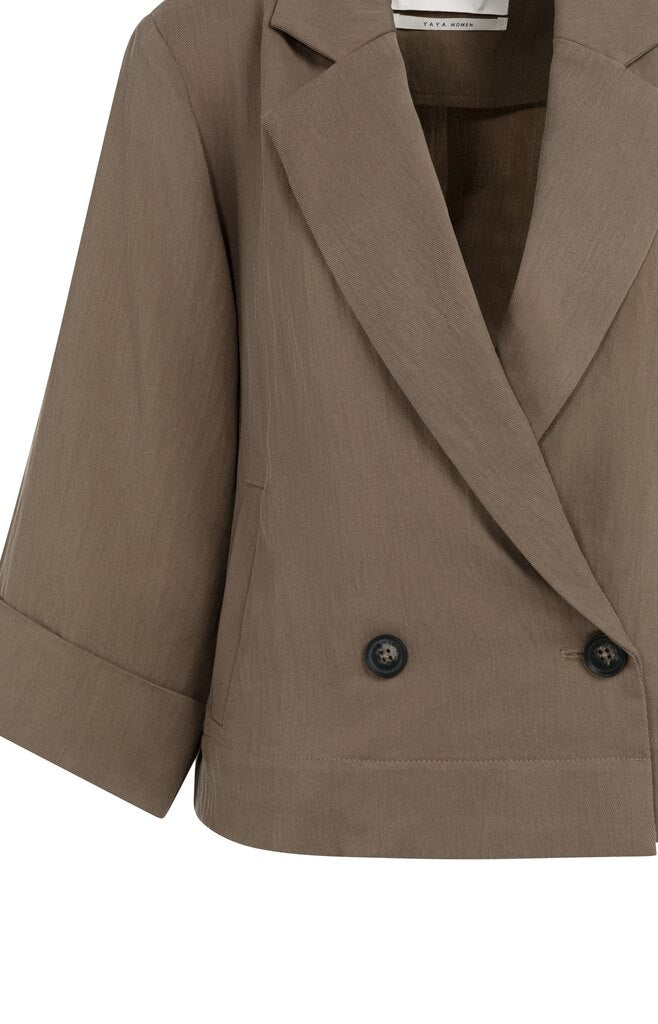 Blazer with Kimono Sleeves - Washed Brown