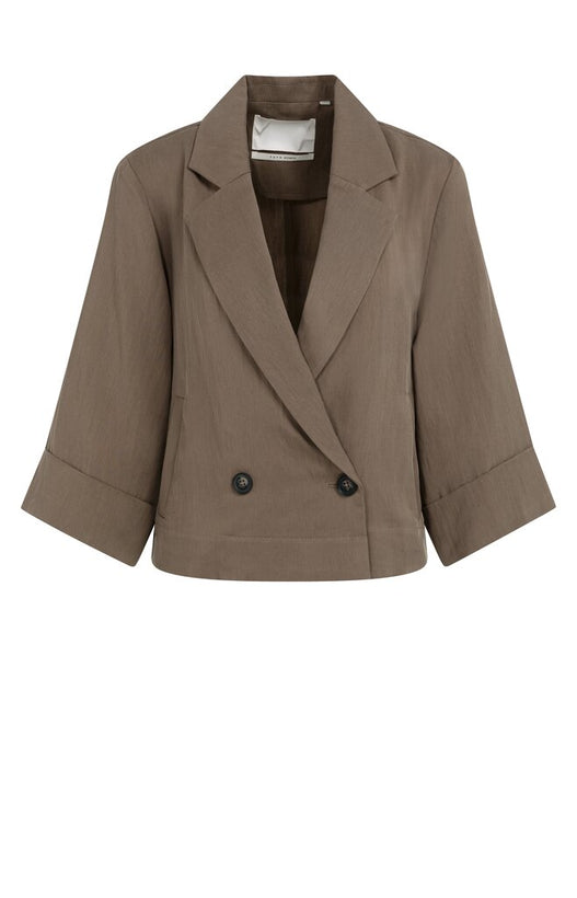 Blazer with Kimono Sleeves - Washed Brown