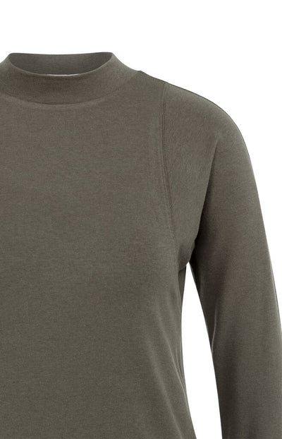 Long Sleeve Mock Neck Top - Brown