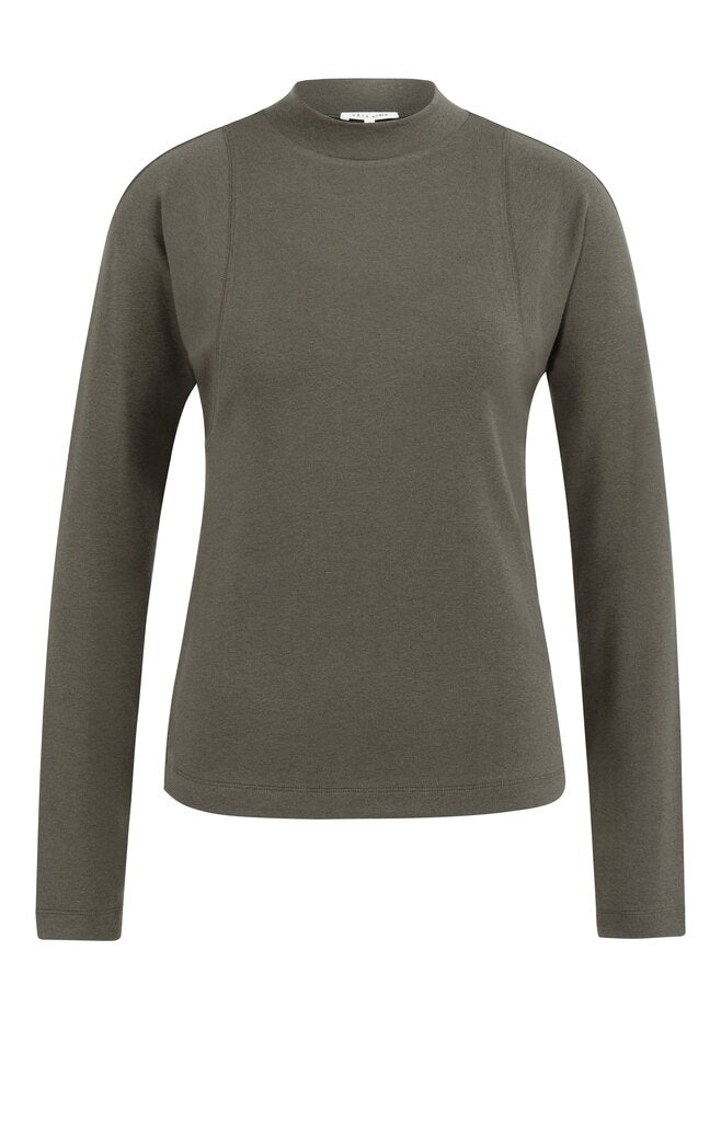 Long Sleeve Mock Neck Top - Brown