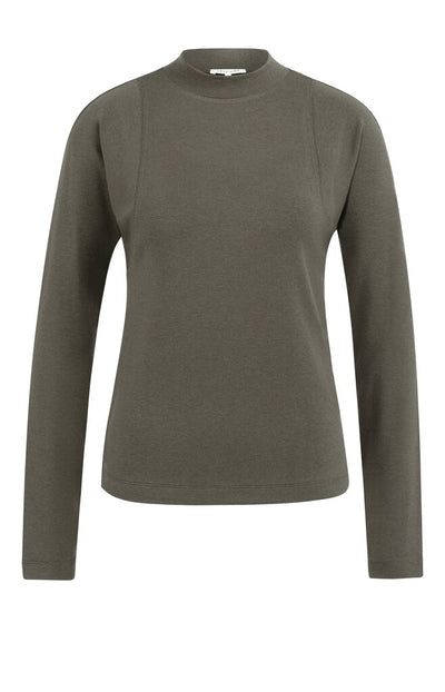 Long Sleeve Mock Neck Top - Brown