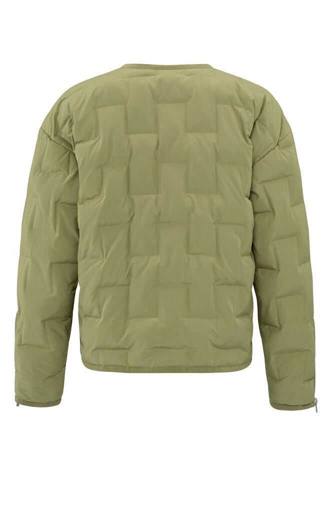 Short Quilted Jacket - Olive Green