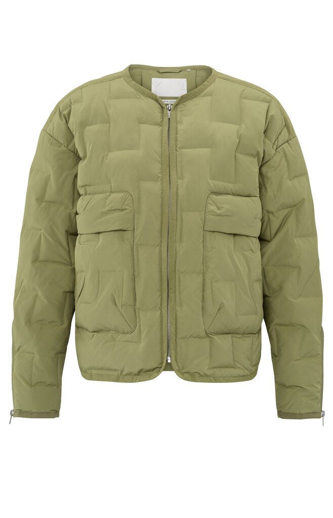 Short Quilted Jacket - Olive Green