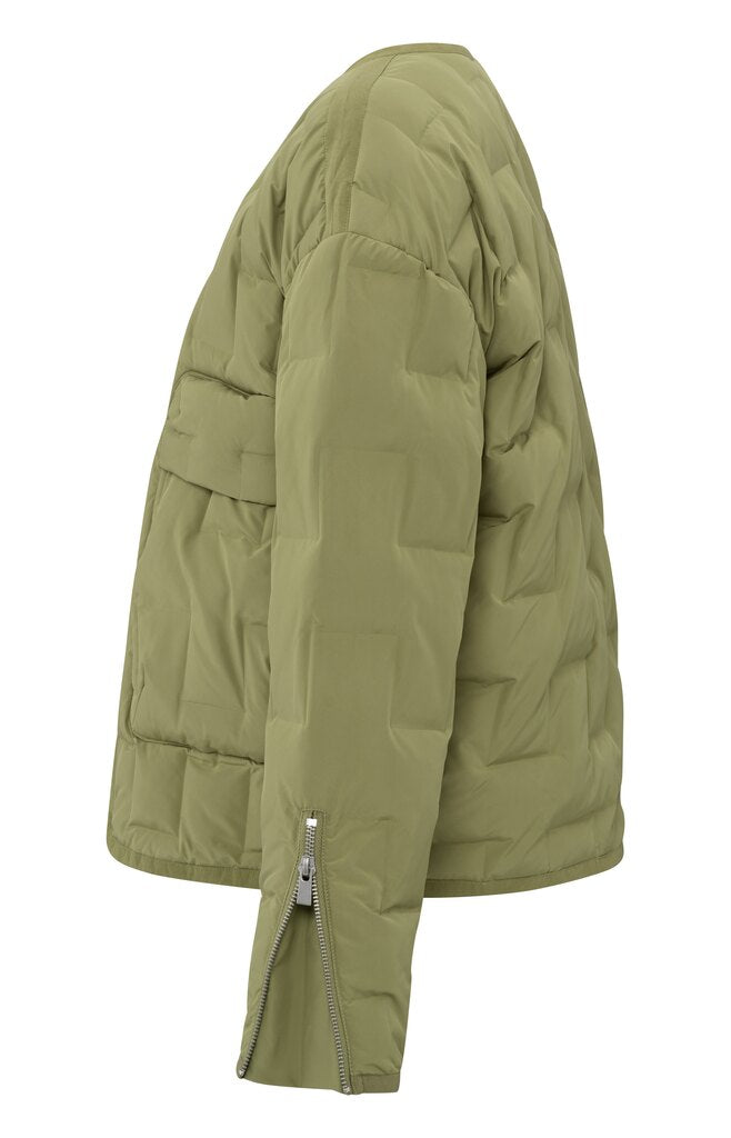 Short Quilted Jacket - Olive Green